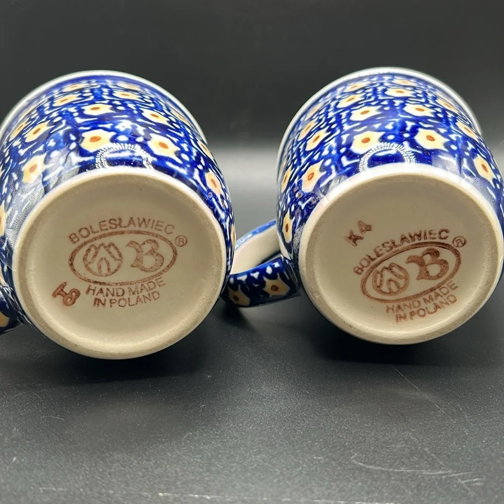 Blue and White Patterned Ceramic Mugs - Picture 4 of 9